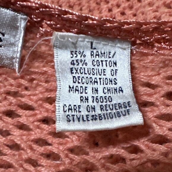 Classic Blues Wrangler Women Salmon Cottage Granny Core Cardigan Sweater Large - Picture 6 of 6